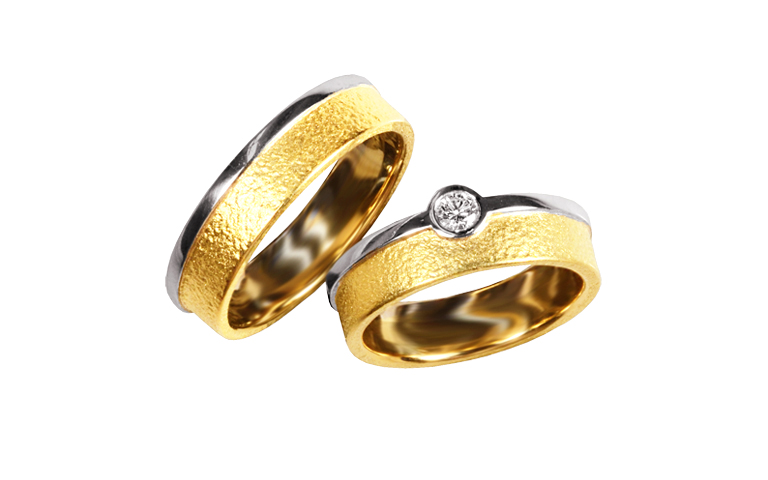 05313+05314-wedding rings, yellow and white gold 750 with brillant